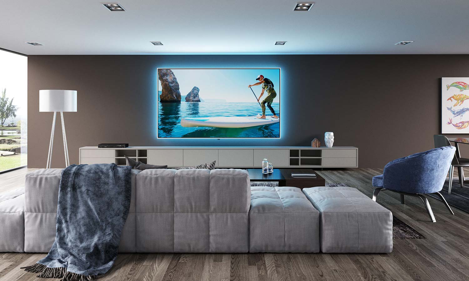 A home theater media room.